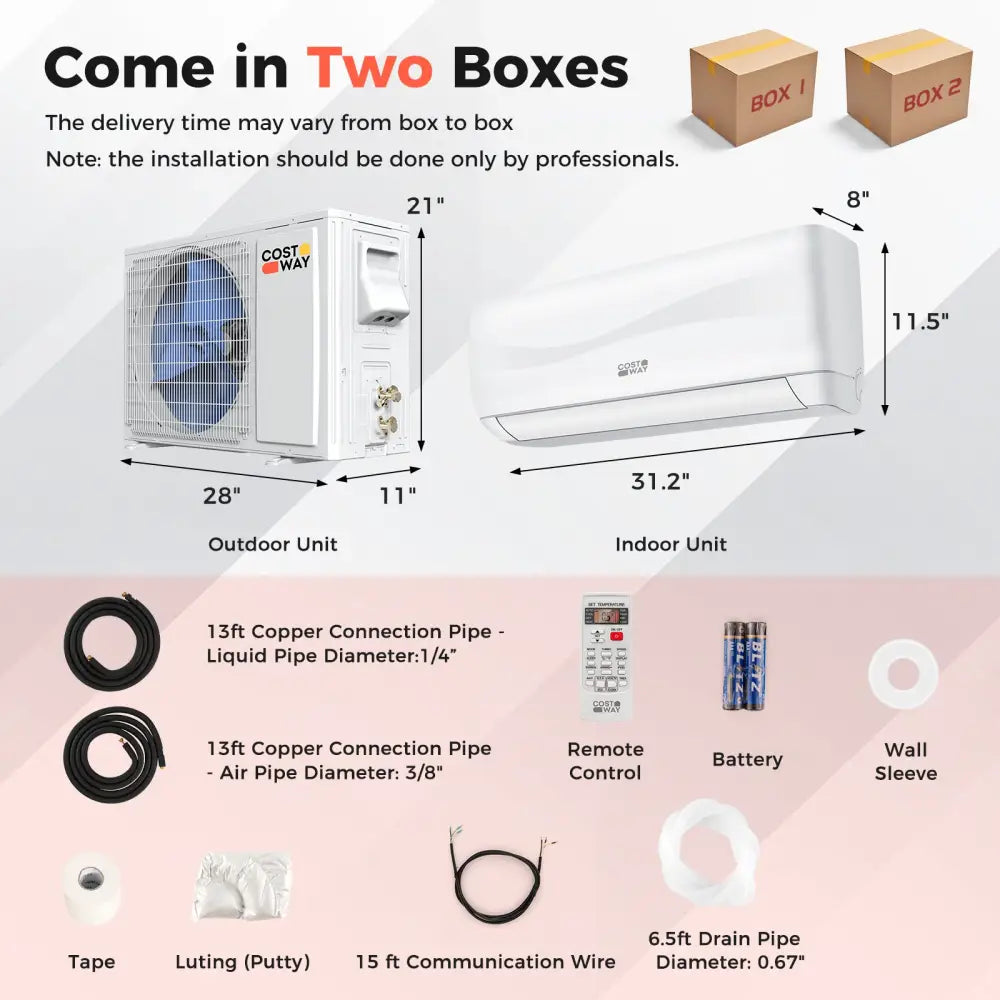 Blast Series 9000 BTU 17 SEER2 208-230V Ductless Mini Split Air Conditioner and Heater - White - 9000 BTU Mini Split