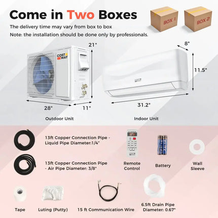 Blast Series 9000 BTU 17 SEER2 208-230V Ductless Mini Split Air Conditioner and Heater Costway