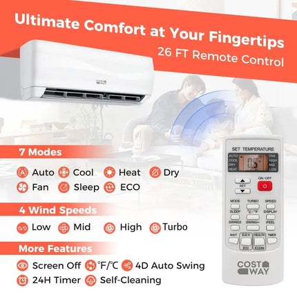 Blast Series 9000 BTU 17 SEER2 208-230V Ductless Mini Split Air Conditioner and Heater Costway