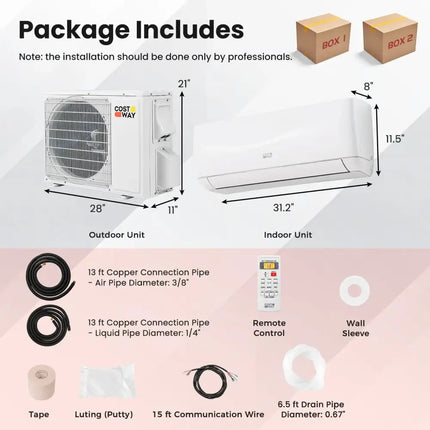 Blast Series 9000 BTU 19 SEER2 115V Ductless Mini Split Air Conditioner and Heater Costway