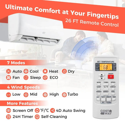 Blast Series 9000 BTU 19 SEER2 115V Ductless Mini Split Air Conditioner and Heater Costway