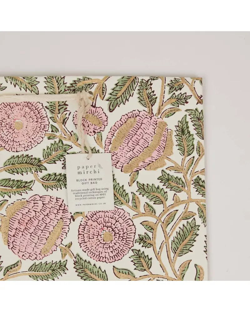 Block Printed Gift Bags (Medium) - Blush Refresh