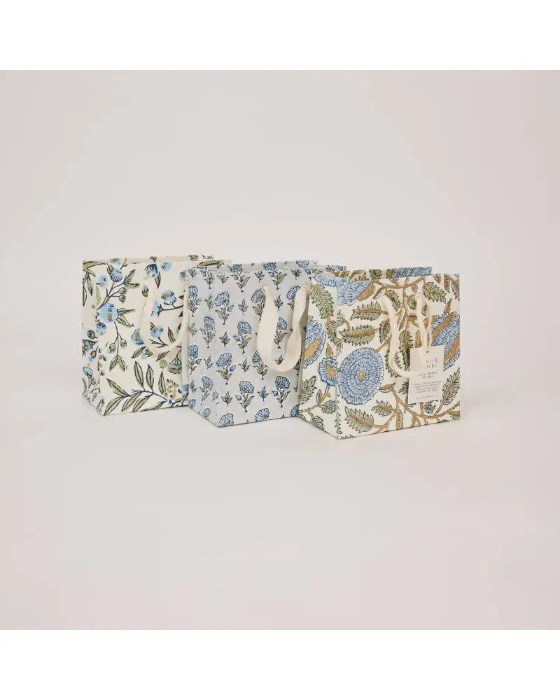 Block Printed Gift Bags (Small) - Blue Stone Refresh