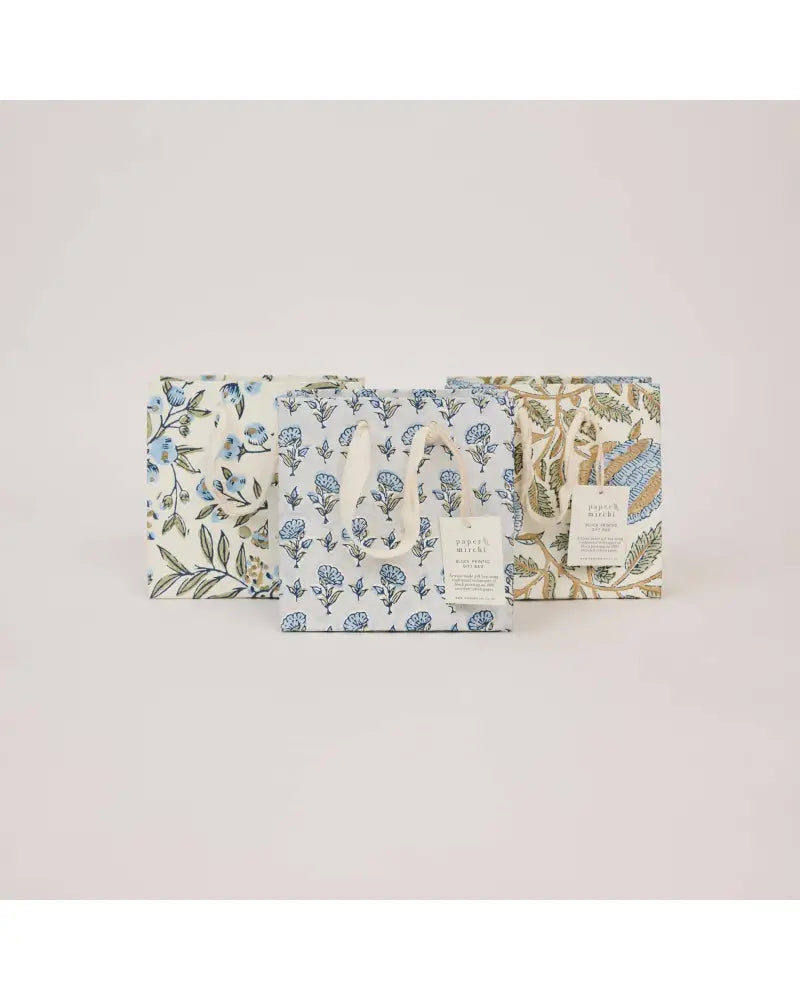 Block Printed Gift Bags (Small) - Blue Stone Refresh