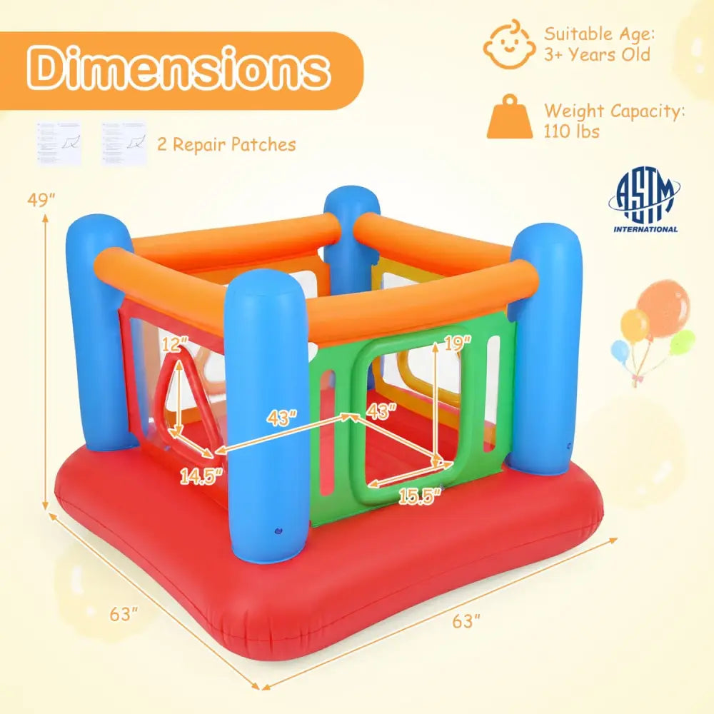 Blow Up Jumping House for Kids with Transparent Side Walls-Blue - Blue - Bounce House