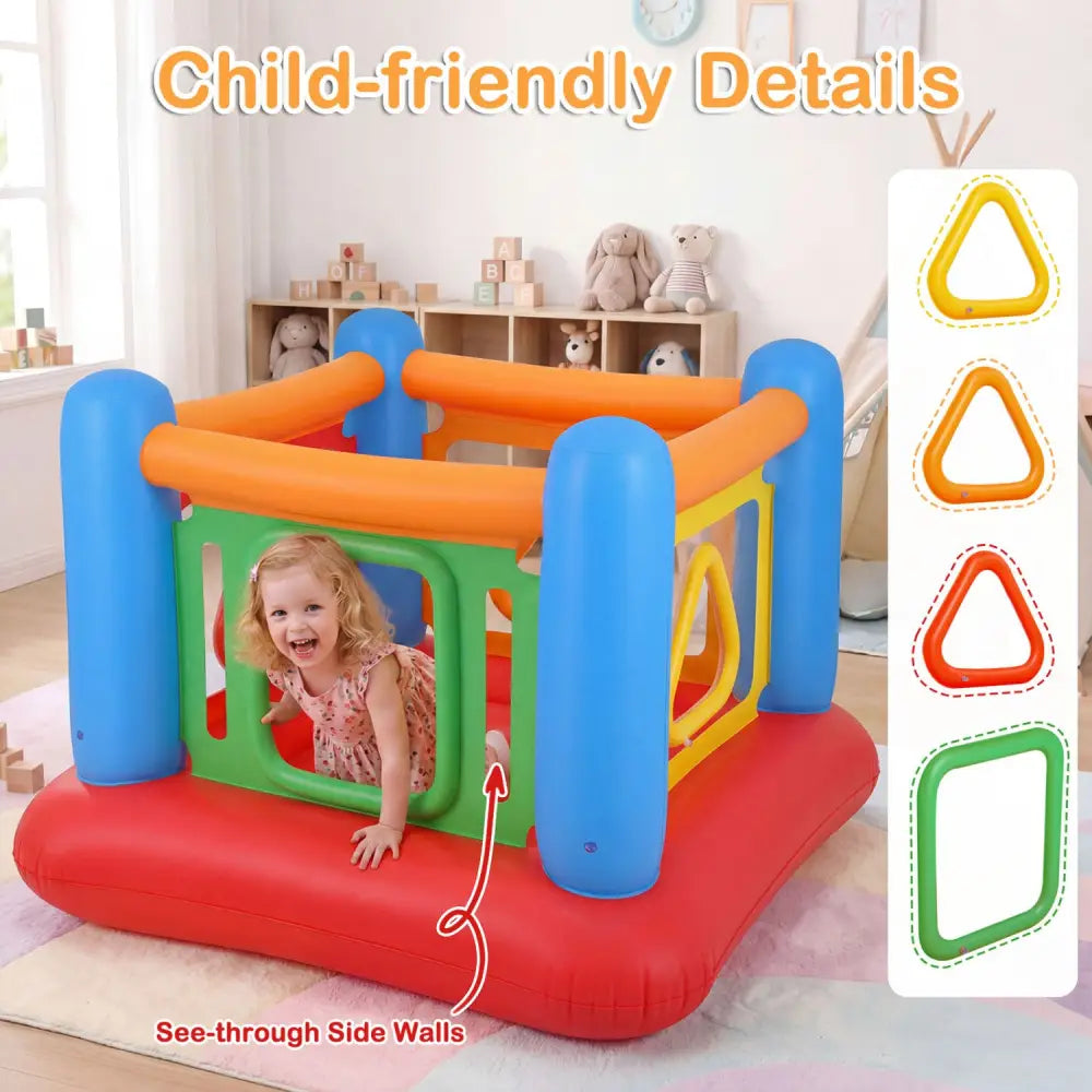 Blow Up Jumping House for Kids with Transparent Side Walls-Blue - Blue - Bounce House