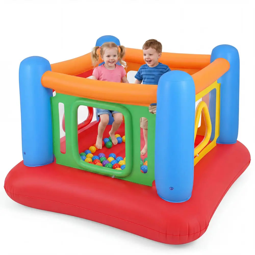 Blow Up Jumping House for Kids with Transparent Side Walls-Blue - Blue - Bounce House