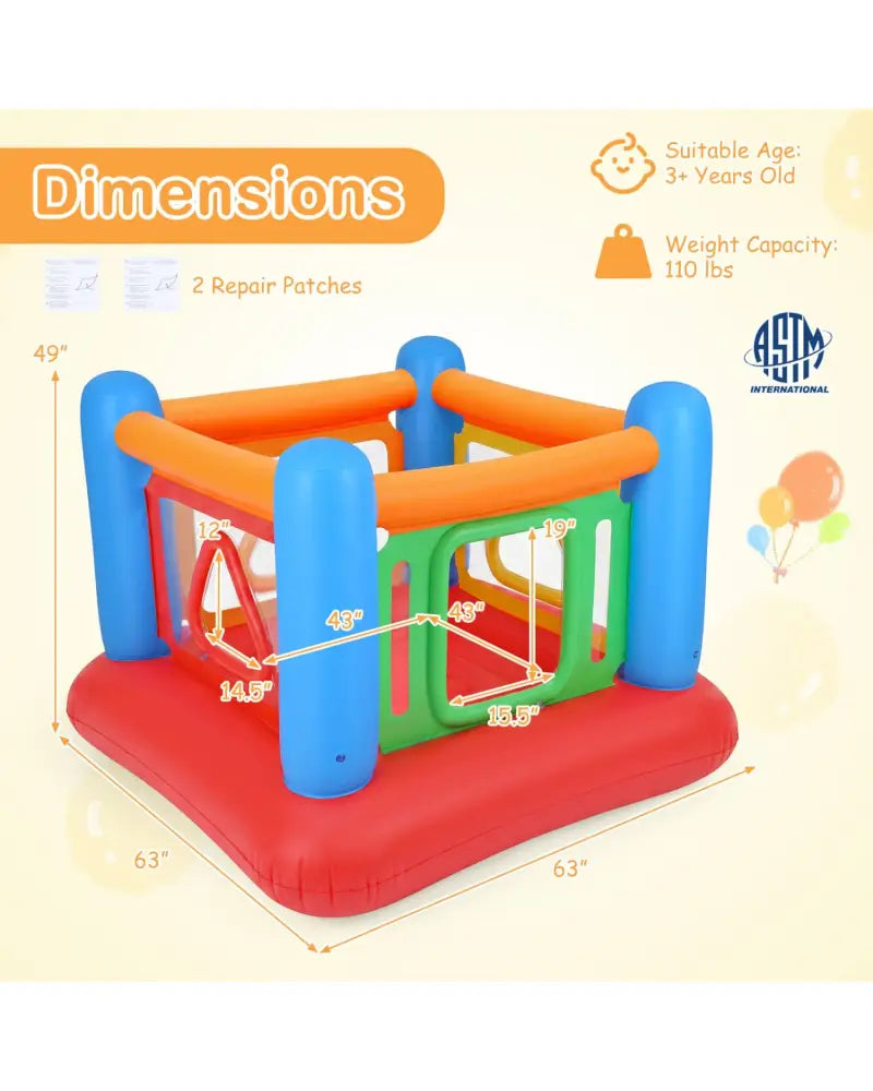 Blow Up Jumping House for Kids with Transparent Side Walls-Blue - Blue - Bounce House