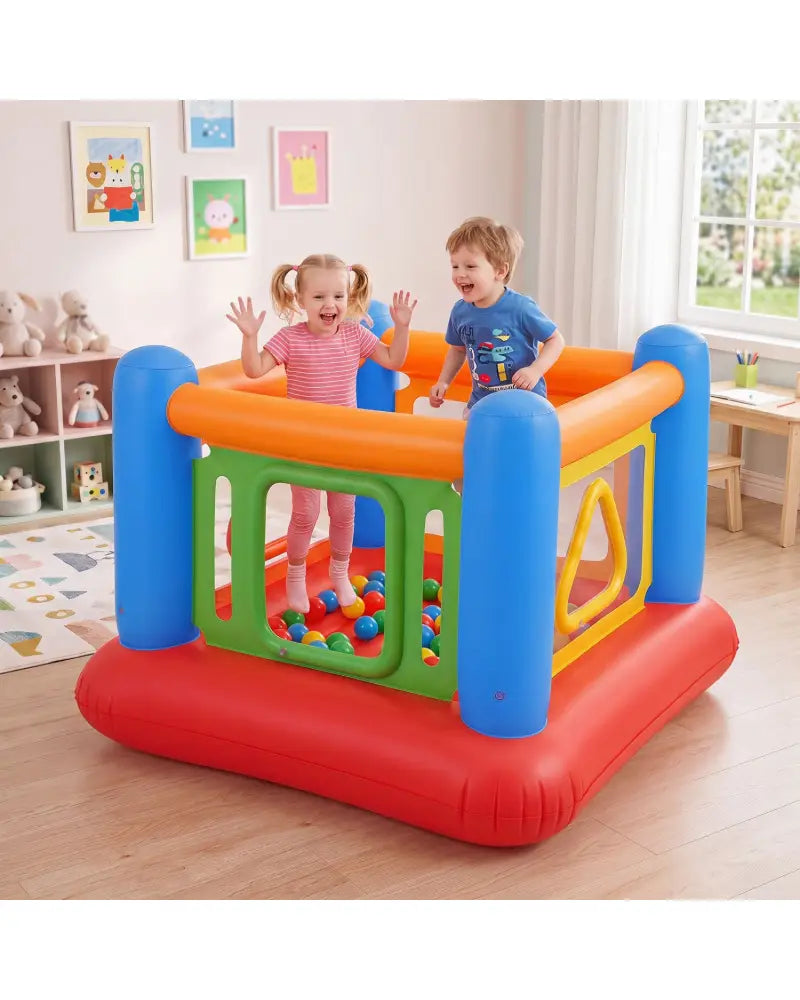 Blow Up Jumping House for Kids with Transparent Side Walls-Blue - Blue - Bounce House