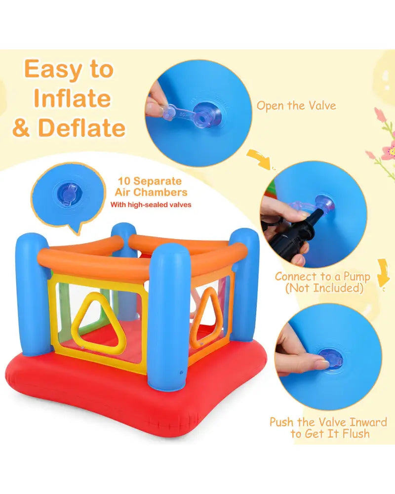 Blow Up Jumping House for Kids with Transparent Side Walls-Blue - Blue - Bounce House