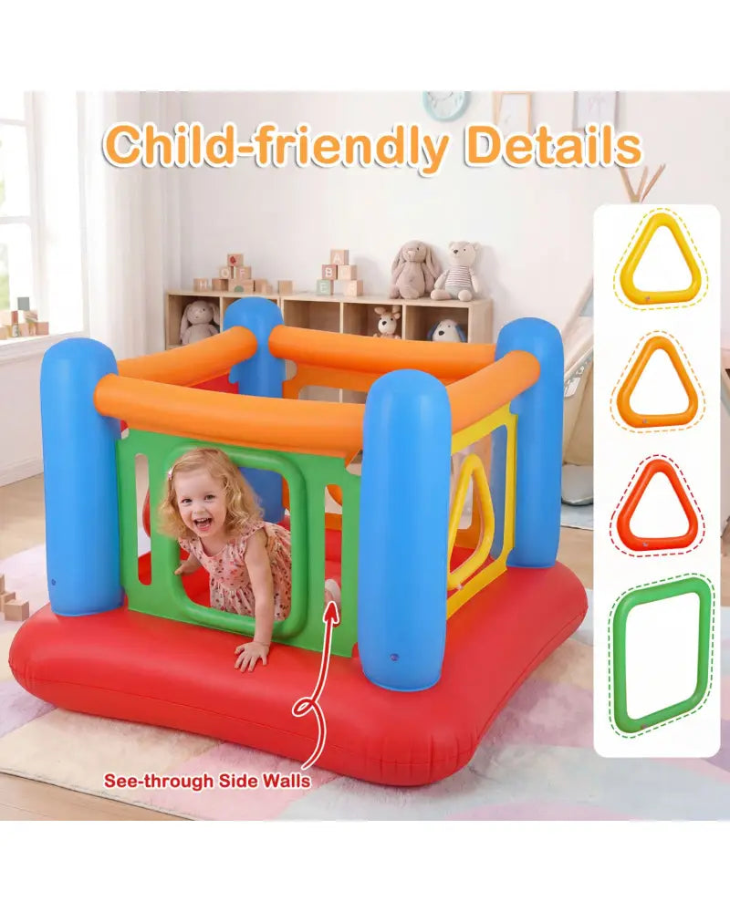 Blow Up Jumping House for Kids with Transparent Side Walls-Blue - Blue - Bounce House