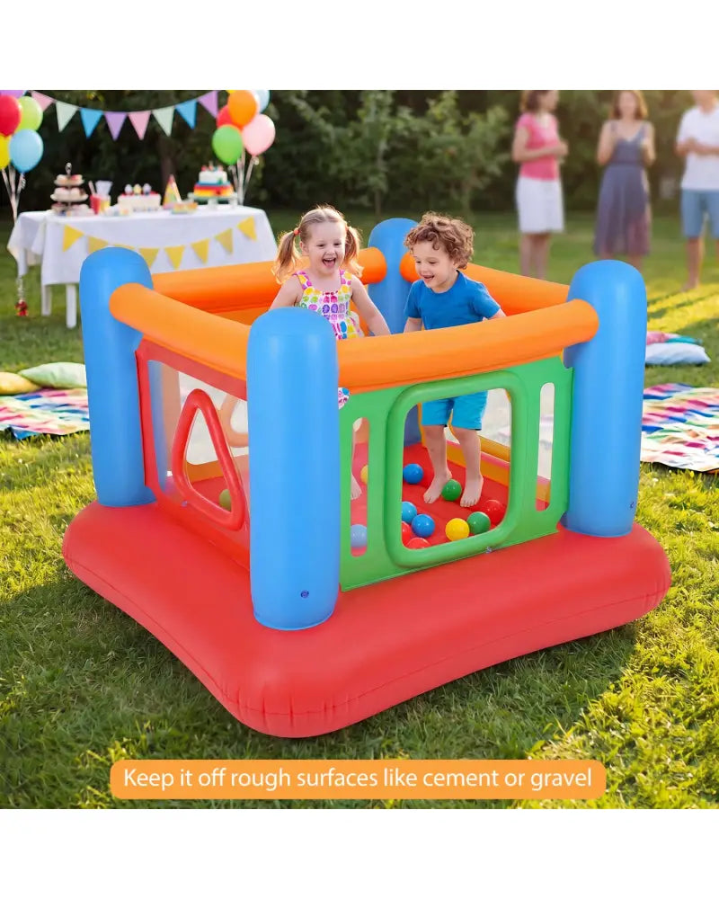 Blow Up Jumping House for Kids with Transparent Side Walls-Blue - Blue - Bounce House