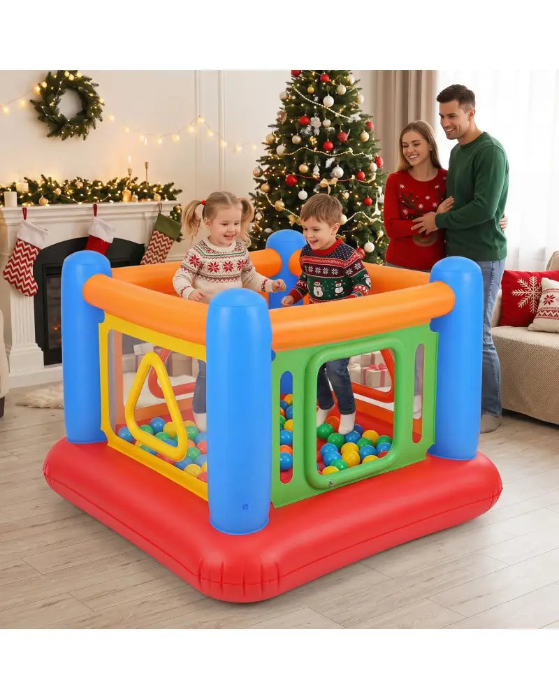 Blow Up Jumping House for Kids with Transparent Side Walls-Blue - Blue - Bounce House