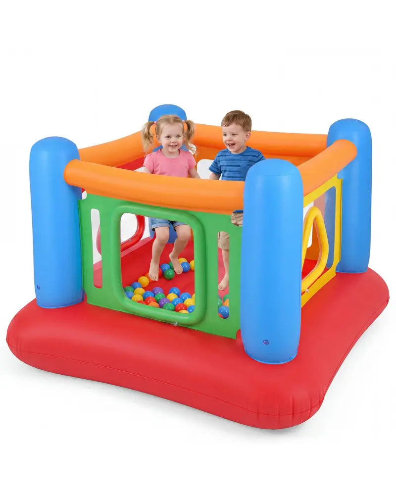 Blow Up Jumping House for Kids with Transparent Side Walls-Blue - Blue - Bounce House