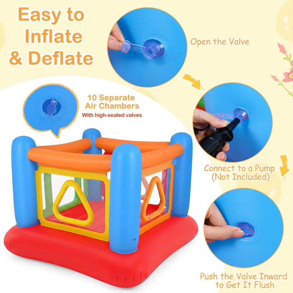 Blow Up Jumping House for Kids with Transparent Side Walls-Blue - Blue - Bounce House