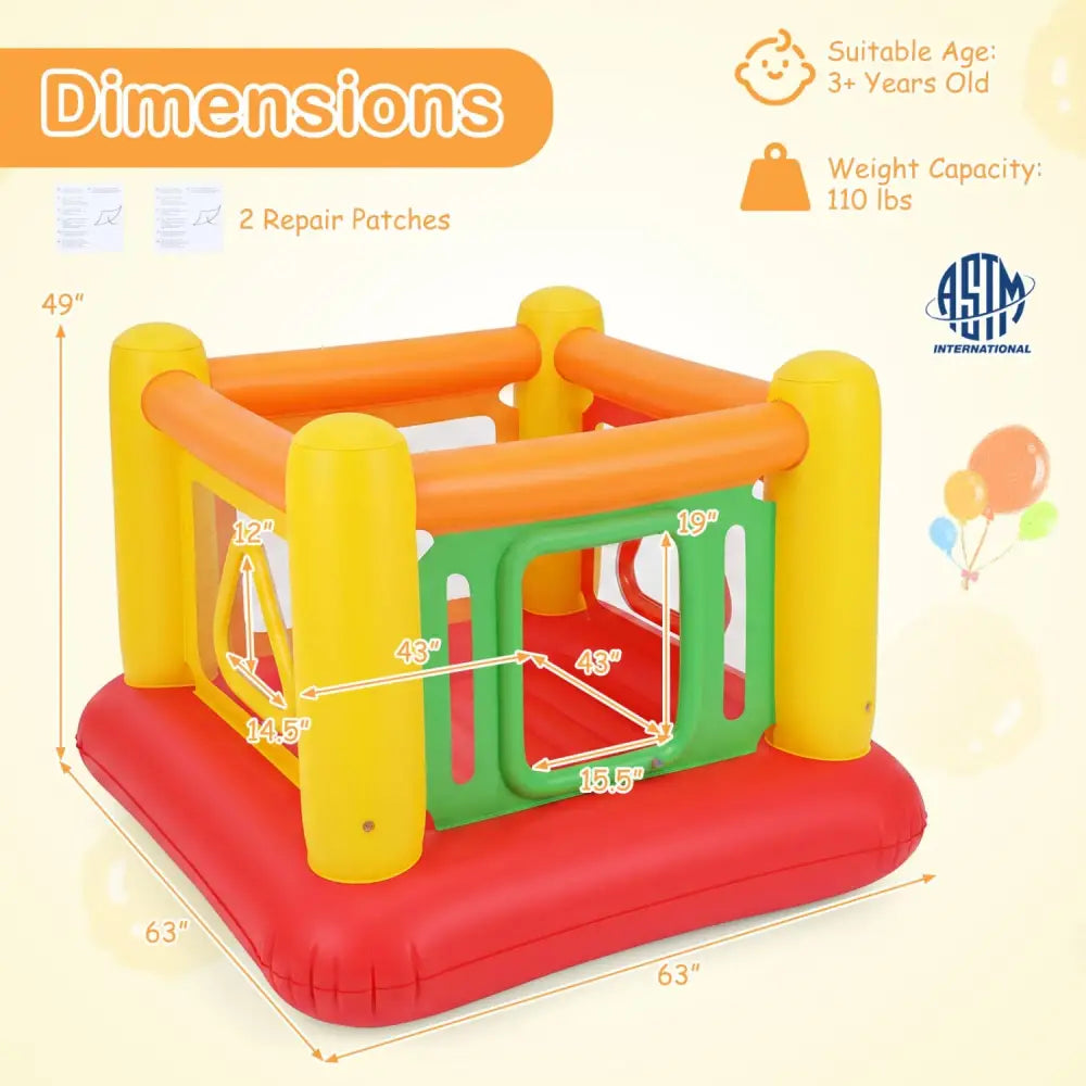 Blow Up Jumping House for Kids with Transparent Side Walls-Red - Red - Bounce House