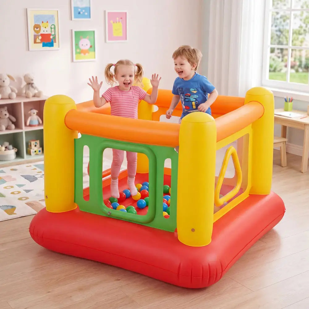 Blow Up Jumping House for Kids with Transparent Side Walls-Red - Red - Bounce House