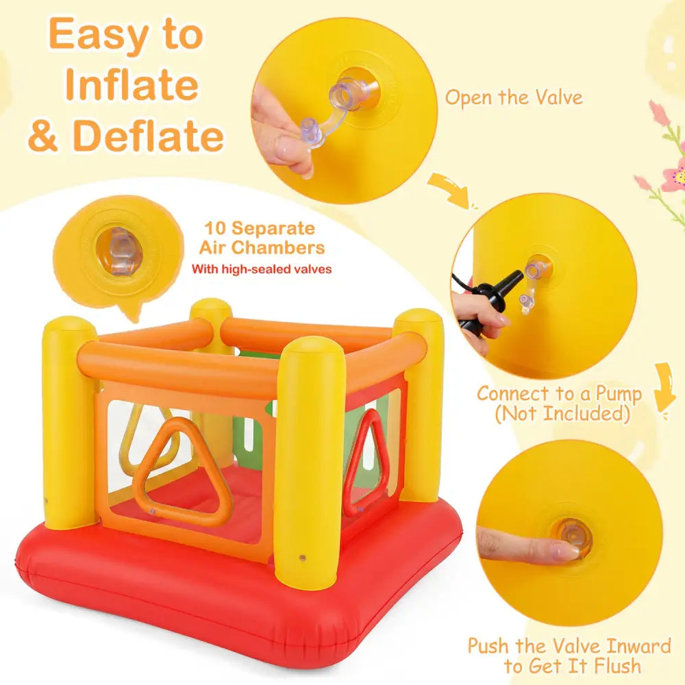 Blow Up Jumping House for Kids with Transparent Side Walls-Red - Red - Bounce House