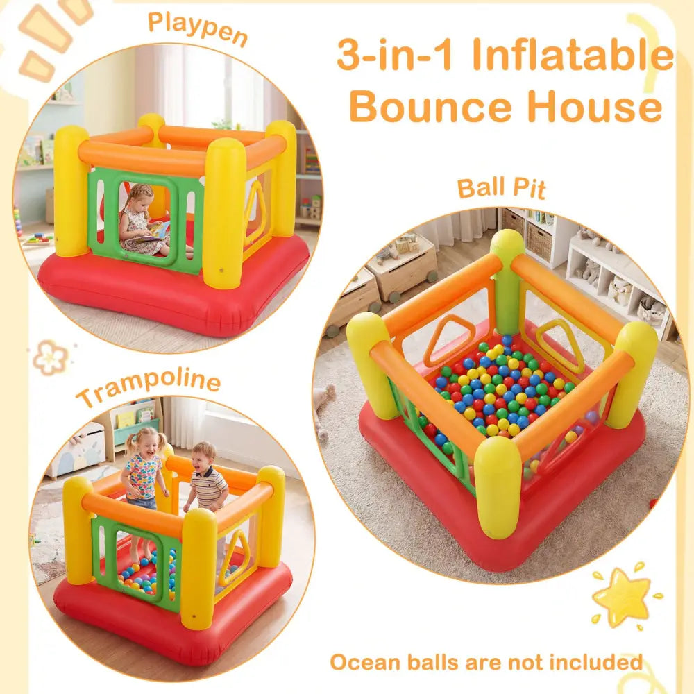 Blow Up Jumping House for Kids with Transparent Side Walls-Red - Red - Bounce House