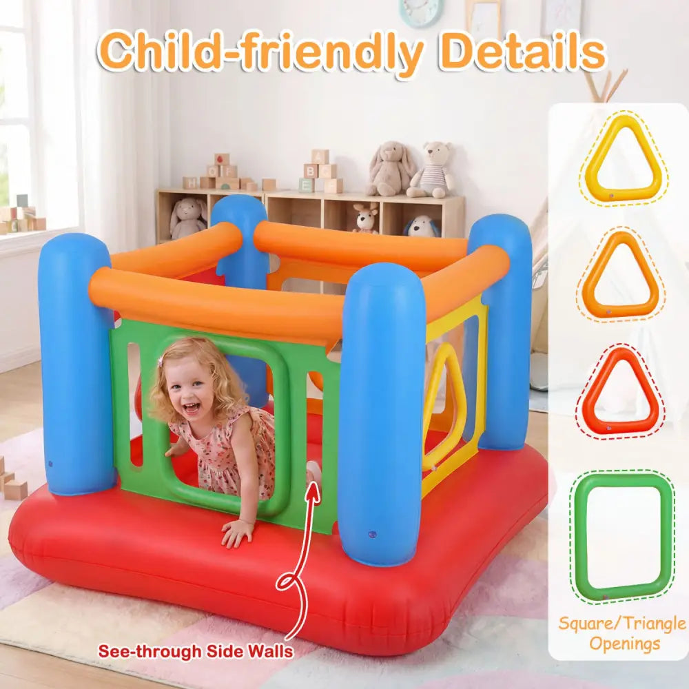 Blow Up Jumping House for Kids with Transparent Side Walls-Red - Red - Bounce House