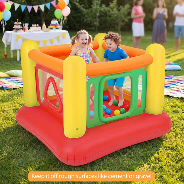 Blow Up Jumping House for Kids with Transparent Side Walls-Red - Red - Bounce House