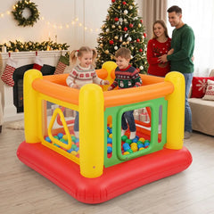 Blow Up Jumping House for Kids with Transparent Side Walls-Red - Red - Bounce House