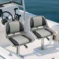 Boat Seat Folding Low Back Boat Chair with Marine-Grade PVC-Gray - Gray - Water Sports