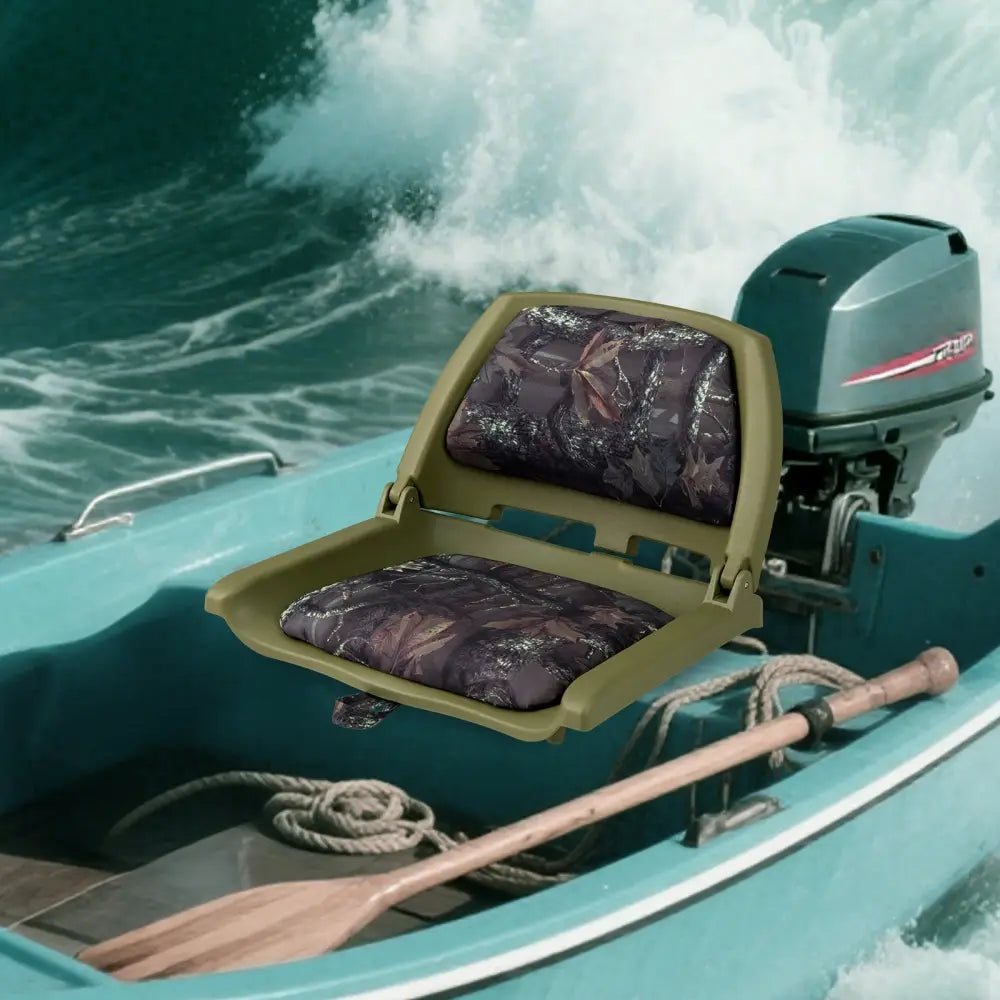 Boat Seat Folding Low Back Boat Chair with Marine-Grade PVC-Green - Green - Water Sports