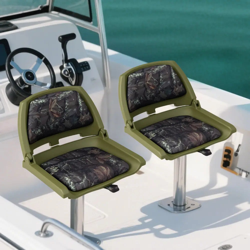 Boat Seat Folding Low Back Boat Chair with Marine-Grade PVC-Green - Green - Water Sports