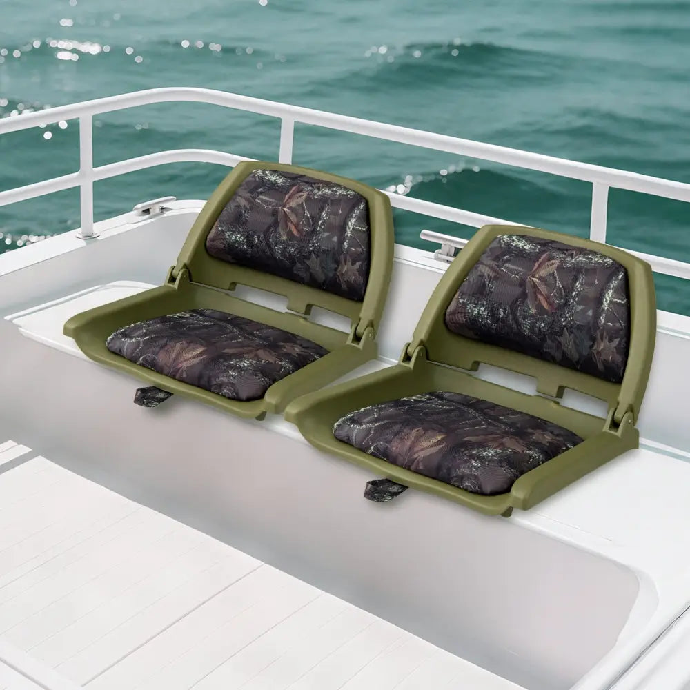 Boat Seat Folding Low Back Boat Chair with Marine-Grade PVC-Green - Green - Water Sports