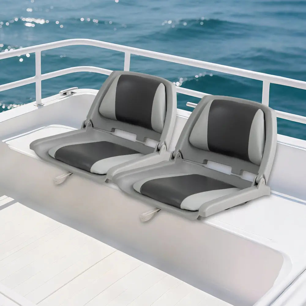 Boat Seat Folding Low Back Boat Chair with Marine-Grade PVC-White - White - Water Sports
