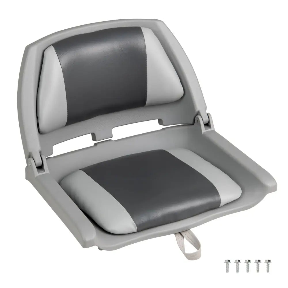 Boat Seat Folding Low Back Boat Chair with Marine-Grade PVC-White - White - Water Sports