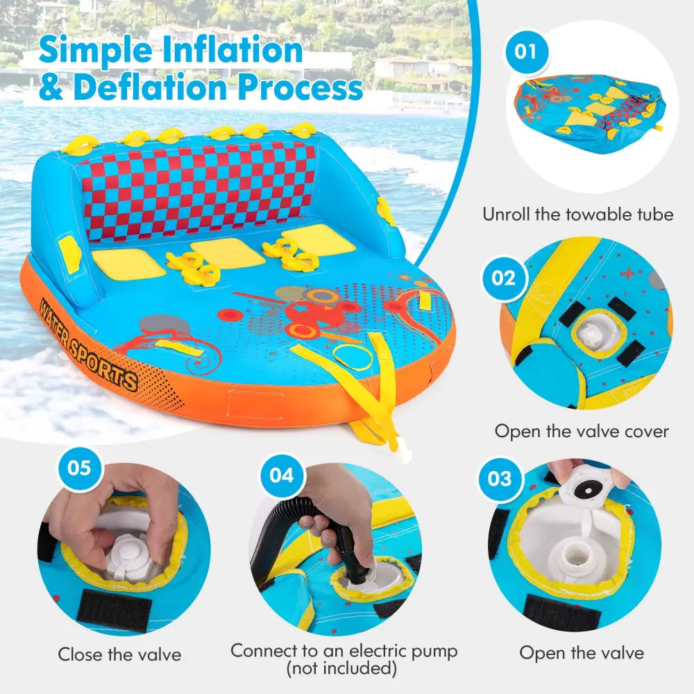 Boating 3 Riders Towable Tube Water Sport Towables Sofa Pull Tube with Nylon Cover - Water Sports