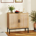 Boho Storage Cabinet with Asymmetrical Pattern Doors for Kitchen-Natural - Natural - Sideboards Cabinets & Buffets