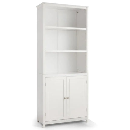 Bookcase Shelving Storage Wooden Cabinet Unit Standing Display Bookcase with Doors-White - White - Bookcases
