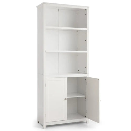Bookcase Shelving Storage Wooden Cabinet Unit Standing Display Bookcase with Doors-White - White - Bookcases