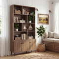 Bookshelf with 3 Doors and 2 Anti-Tipping Kits for Home Office-Walnut - Walnut - Bookcases