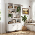 Bookshelf with 3 Doors and 2 Anti-Tipping Kits for Home Office-White - White - Bookcases