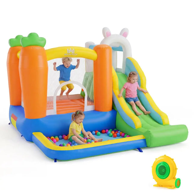 Bounce House for Kids 3-12 with Climbing Wall and 370W Blower for Backyard Party - Multicolor - Bounce House