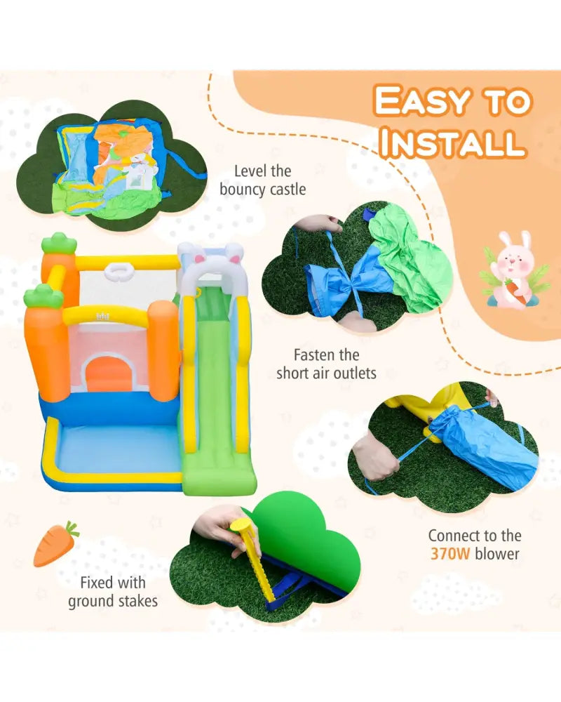 Bounce House for Kids 3-12 with Climbing Wall and 370W Blower for Backyard Party - Multicolor - Bounce House