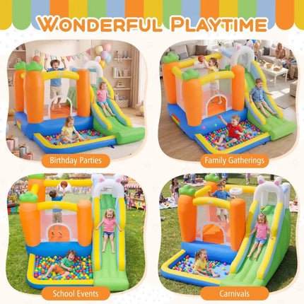 Bounce House for Kids 3-12 with Climbing Wall and 370W Blower for Backyard Party - Multicolor - Bounce House