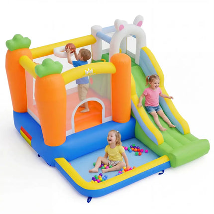 Bounce House for Kids 3-12 with Climbing Wall and 370W Blower for Backyard Party - Multicolor - Bounce House