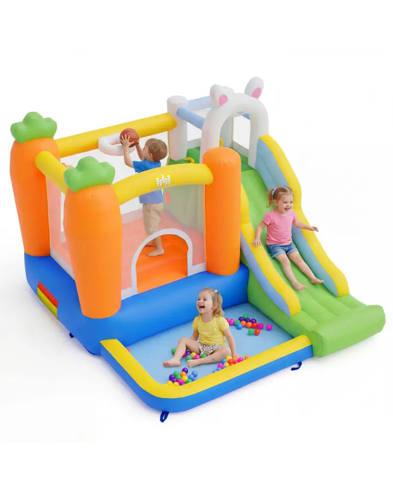 Bounce House for Kids 3-12 with Climbing Wall and 370W Blower for Backyard Party - Multicolor - Bounce House