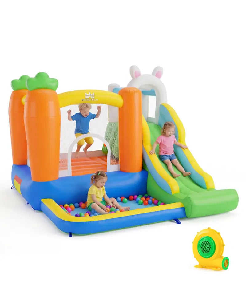 Bounce House for Kids 3-12 with Climbing Wall and 370W Blower for Backyard Party - Multicolor - Bounce House