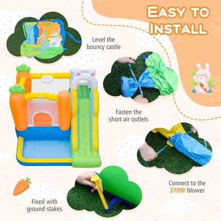 Bounce House for Kids 3-12 with Climbing Wall and 370W Blower for Backyard Party - Multicolor - Bounce House