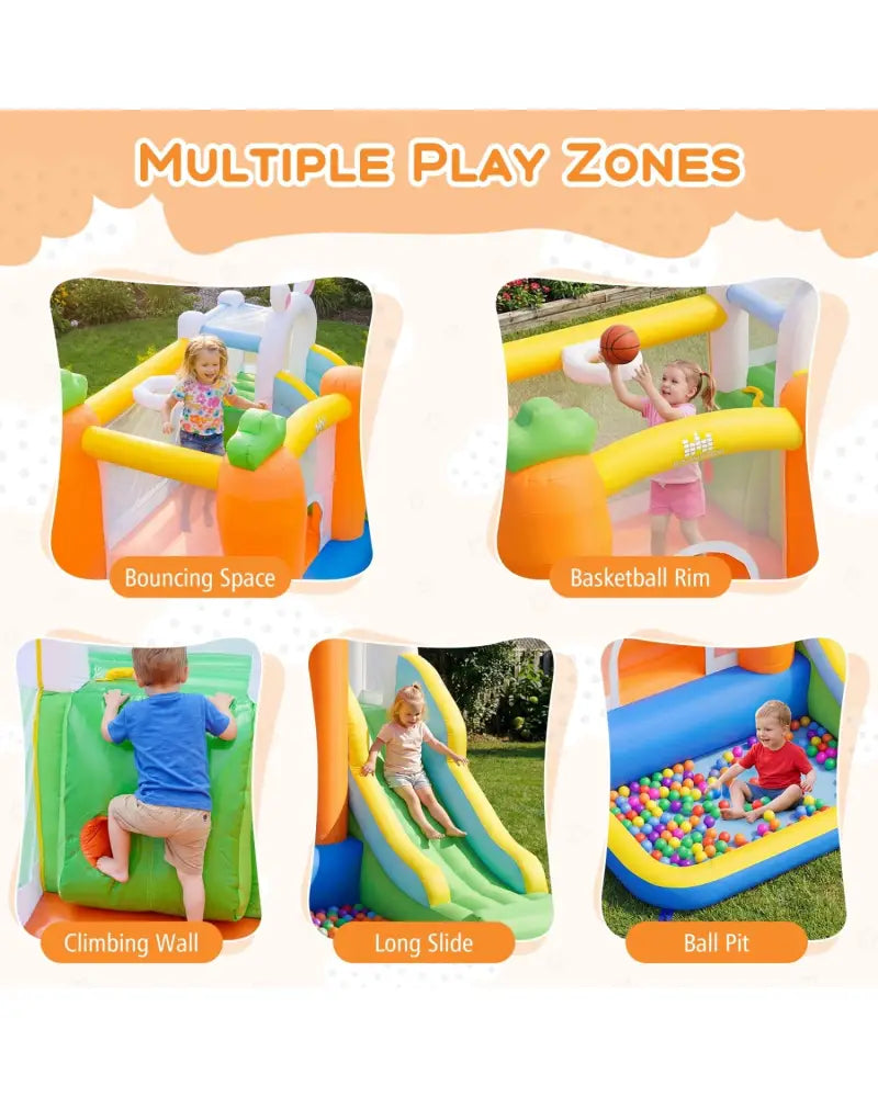 Bounce House for Kids 3-12 with Climbing Wall and 370W Blower for Backyard Party - Multicolor - Bounce House