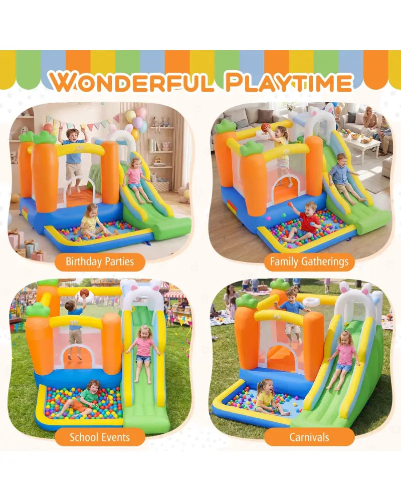 Bounce House for Kids 3-12 with Climbing Wall and 480W Blower for Backyard Party - Multicolor - Bounce House