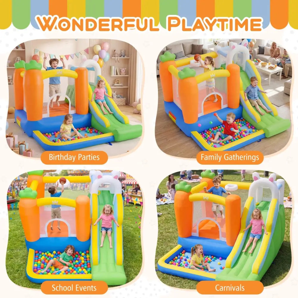 Bounce House for Kids 3-12 with Climbing Wall and 480W Blower for Backyard Party - Multicolor - Bounce House