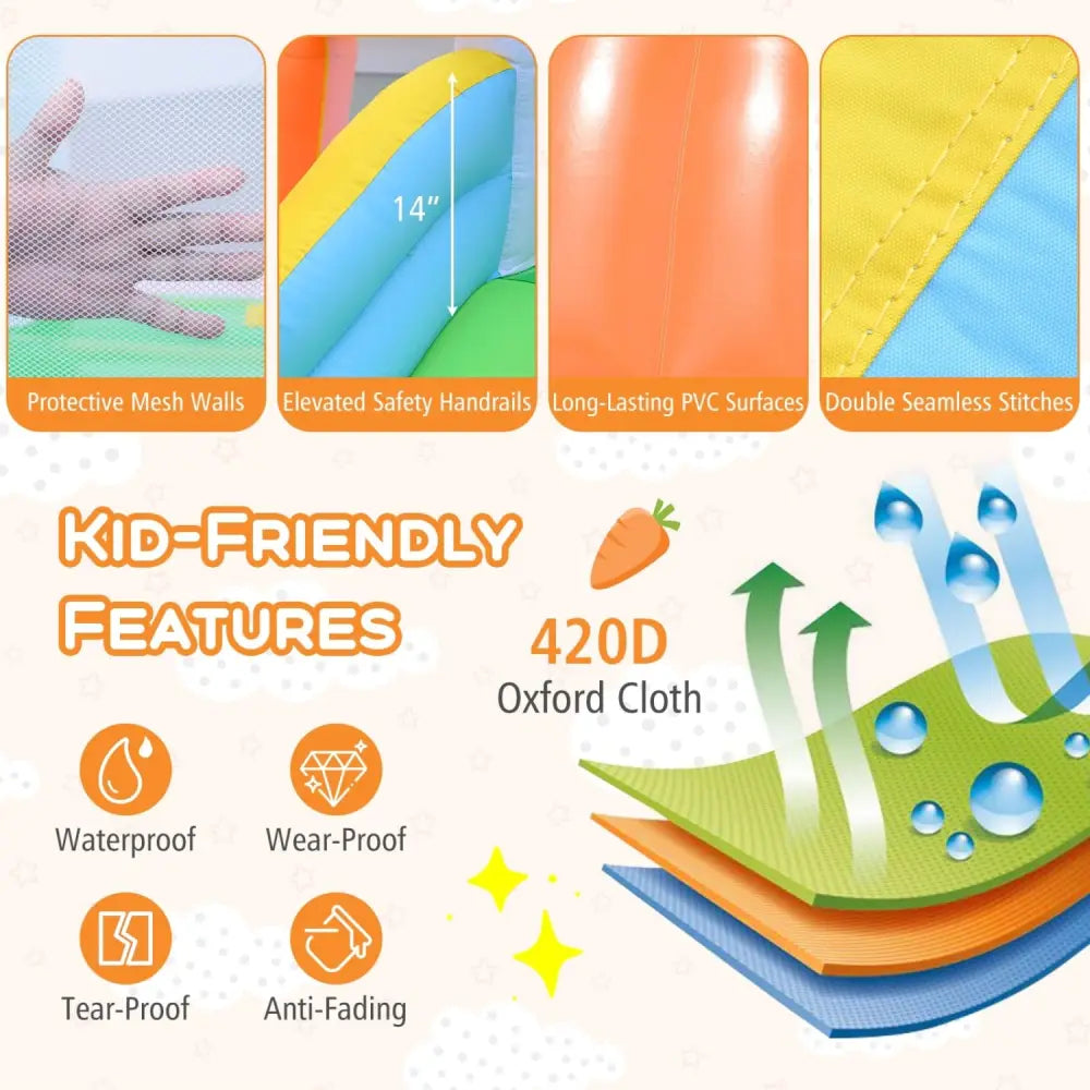 Bounce House for Kids 3-12 with Climbing Wall and 480W Blower for Backyard Party - Multicolor - Bounce House