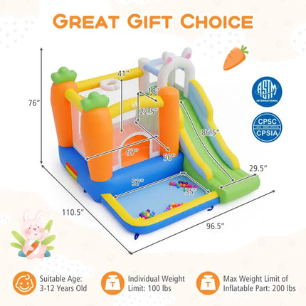 Bounce House for Kids 3-12 with Climbing Wall and 480W Blower for Backyard Party - Multicolor - Bounce House